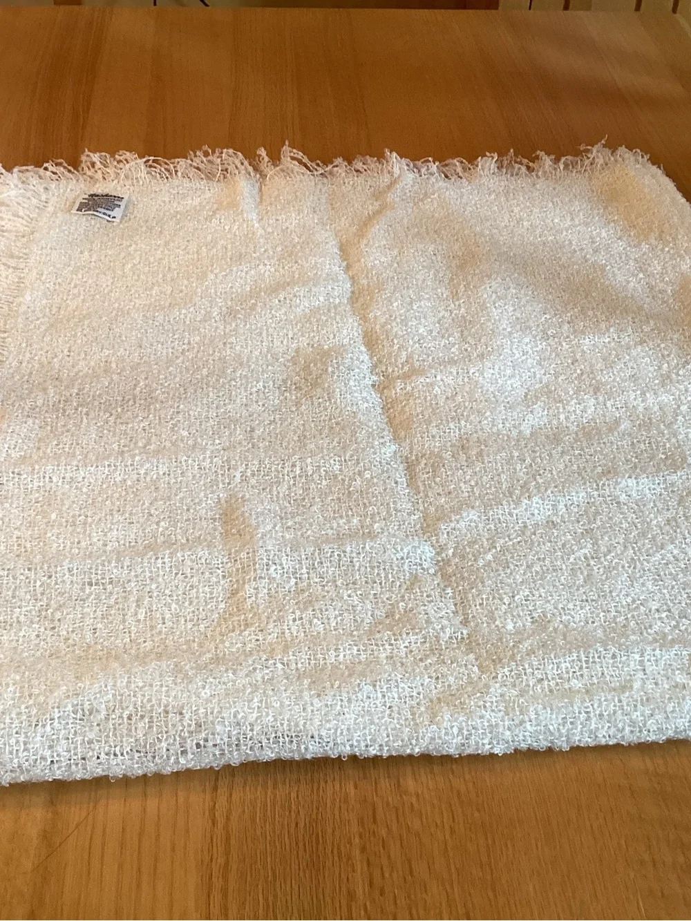 Vintage 70’s Nasharr Acrylic Loose Knit Throw Wrap Ivory 40” Square